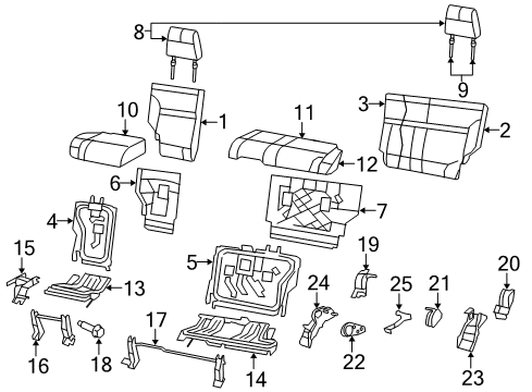 2012 Jeep Liberty Rear Seat Components Foam-Seat Back Diagram for 68033998AA