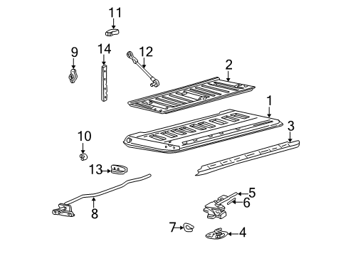 2004 Ford Explorer Sport Trac Tail Gate Upper Molding Diagram for 1L5Z-9940602-BAA