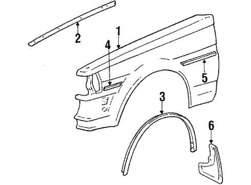 1987 Toyota Cressida Fender & Components Molding Diagram for 75871-29095