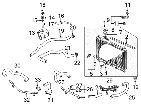 2001 Honda S2000 Radiator & Components Label, Radiator Cap Diagram for 19046-PAA-A00