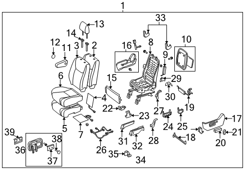 2008 Toyota Sienna Front Seat Components Cushion Shield Diagram for 71812-0E010-B1