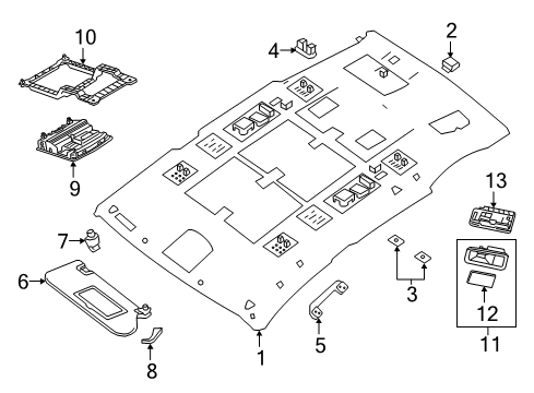 2018 Nissan Murano Interior Trim - Roof Bracket Personal Lamp, LH Diagram for 26468-3GH0A