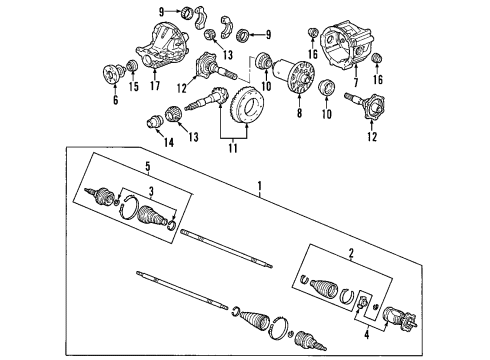 2000 Honda S2000 Rear Axle, Axle Shafts & Joints, Differential, Drive Axles, Propeller Shaft Gear Set, Final Diagram for 41220-PCZ-003