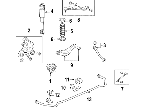 2008 Cadillac SRX Rear Suspension Components, Lower Control Arm, Upper Control Arm, Ride Control, Stabilizer Bar Shaft-Rear Stabilizer Diagram for 25768322