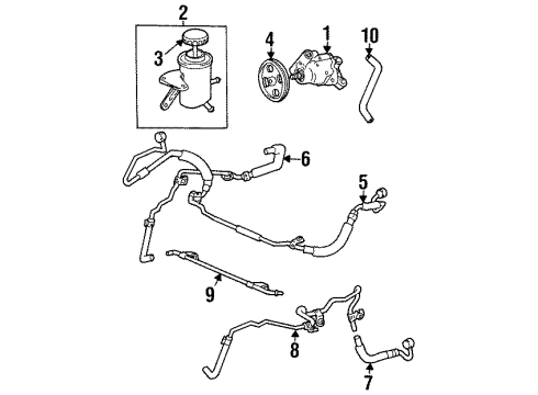 1998 Lexus LS400 P/S Pump & Hoses, Steering Gear & Linkage Reservoir Assy, Vane Pump Oil Diagram for 44360-50010