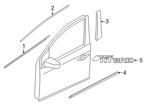 2017 Nissan Rogue Exterior Trim - Front Door Moulding-Front Door Sash, Front LH Diagram for 80283-4CA0A