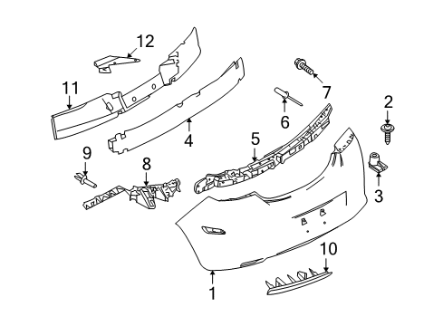 2008 Saturn Astra Rear Bumper Reflector, Rear Bumper Diagram for 13252441