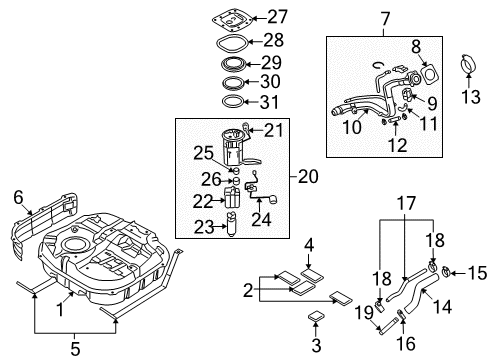 2008 Hyundai Elantra Filters Cap Nut-Fuel Pump Diagram for 31158-FD550