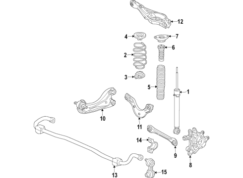 2020 Honda Civic Rear Suspension Components, Lower Control Arm, Upper Control Arm, Ride Control, Stabilizer Bar Arm B, Left Rear Diagram for 52355-TGH-A10