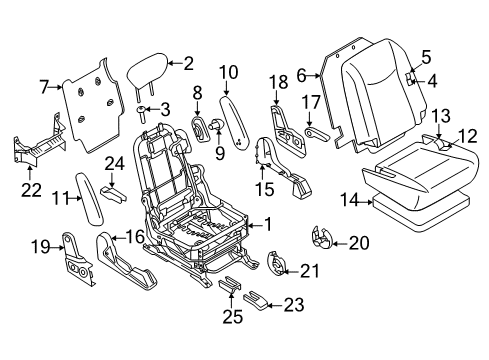 2014 Nissan Quest Second Row Seats Cover-Hinge, Rear Seat Diagram for 886B6-1JA1C