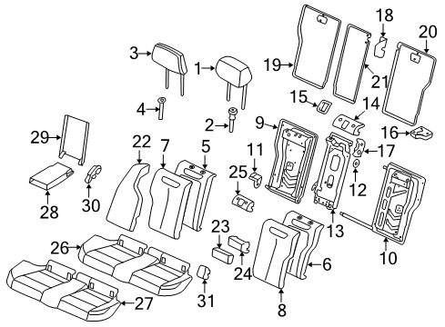 2019 BMW 330i GT xDrive Rear Seat Components Seat Upholstery Diagram for 52207274548