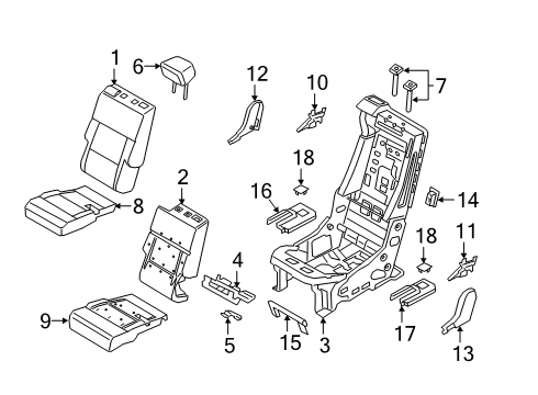 2020 Ford Explorer Second Row Seats Seat Cushion Pad Diagram for LB5Z-7863840-E