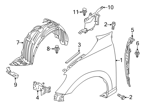 2018 Toyota Yaris iA Fender & Components Fender Liner Diagram for 53876-WB001