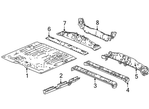 2022 Acura MDX Floor & Rails Cross Member Complete A Uppe Diagram for 65310-TYA-A00ZZ