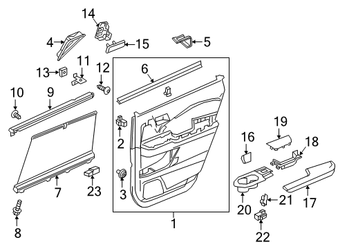 2016 Honda Pilot Rear Door Armrest Assembly, Left Rear Door Lining (Wisteria Light Gray) Diagram for 83752-TG7-A01ZC