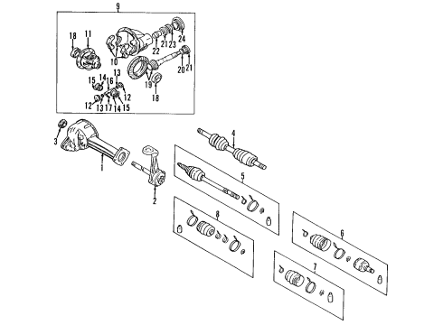 1995 Kia Sportage Front Axle, Axle Shafts & Joints, Differential, Propeller Shaft Shaft Assembly-Output Diagram for 0K01127270