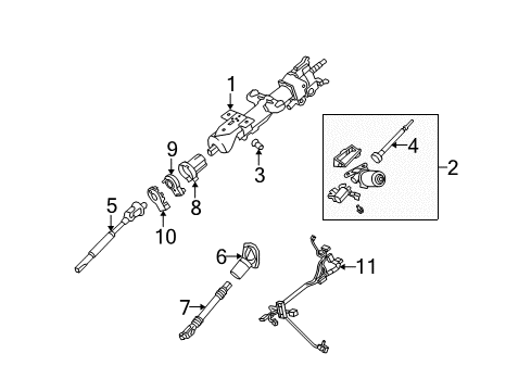 2009 Hummer H2 Steering Column, Steering Wheel Column, Steering Diagram for 19210018