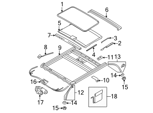 2007 Hyundai Tucson Sunroof Guide Assembly-Sunroof Rear, LH Diagram for 81647-2E000