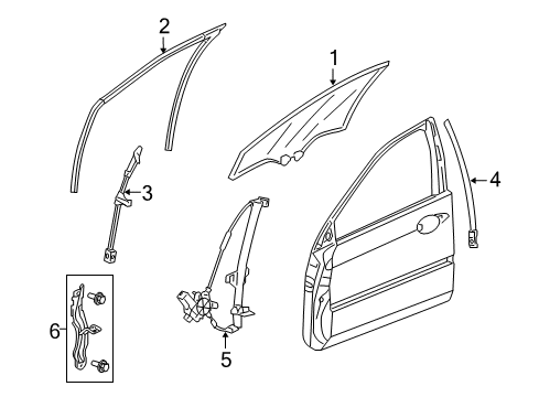 2009 Acura RL Front Door Sash, Right Front Door (Lower) (Front ) Diagram for 72230-SJA-A01