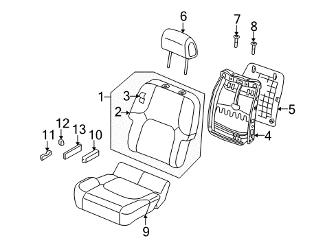 2007 Nissan Pathfinder Front Seat Components Cushion Assy-Front Seat Diagram for 87300-EA202