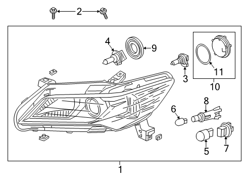 2014 Acura ILX Headlamps Cover Diagram for 33127-TX6-A01