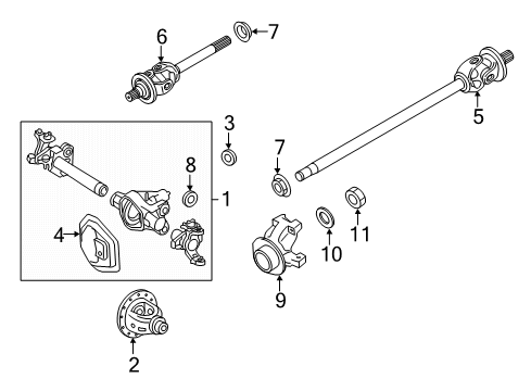 2021 Ford F-250 Super Duty Carrier & Front Axles Axle Diagram for LC3Z-3010-A