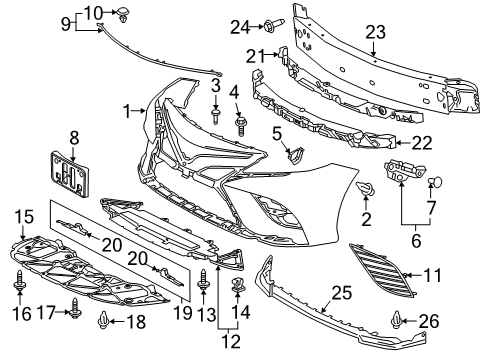 2021 Toyota Camry Bumper & Components - Front Bumper Cover Diagram for 52119-0X952