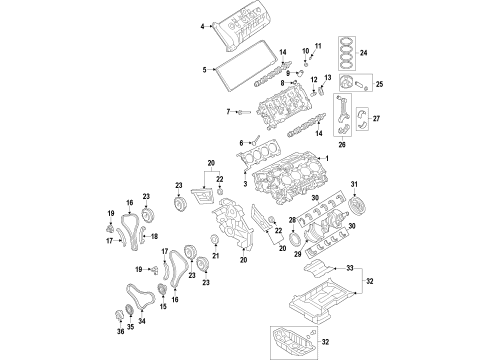 2016 Hyundai Equus Engine Parts, Mounts, Cylinder Head & Valves, Camshaft & Timing, Oil Pan, Oil Pump, Crankshaft & Bearings, Pistons, Rings & Bearings, Variable Valve Timing Bearing Set-Crankshaft Diagram for 210203F932