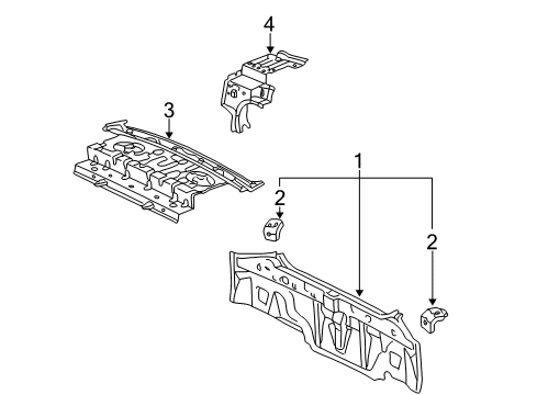 2003 Toyota Corolla Rear Body Rear Body Panel Retainer Diagram for 52562-02020