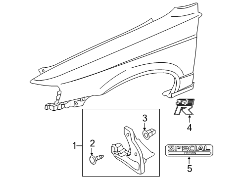 2005 Nissan Sentra Exterior Trim - Fender Mud Guard Set-Front Fender, Right Diagram for 63854-5M025