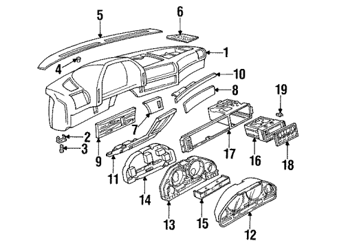 1989 BMW 735i Instrument Panel Input Unit On-Board Computer Diagram for 65811384149