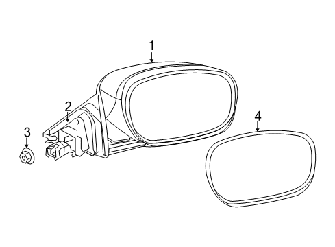 2012 Dodge Charger Mirrors Outside Rear View Mirror Diagram for 1LD58HBVAH
