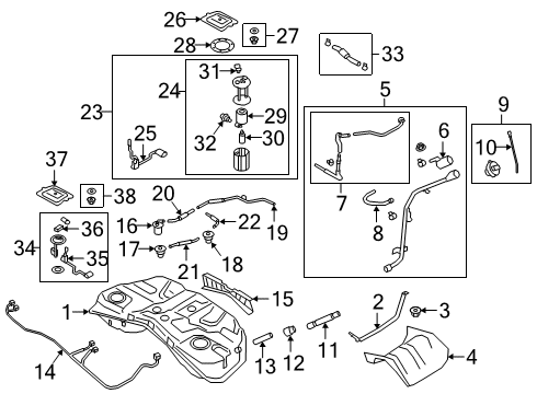2020 Kia K900 Fuel System Components Protector-Rubber Diagram for 31043B1500