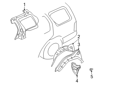 1999 Nissan Pathfinder Inner Structure - Quarter Panel Protector-Rear Wheel House LH Diagram for 76749-2W100
