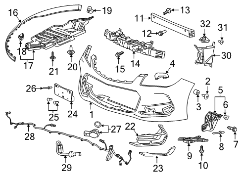 2016 Chevrolet SS Parking Aid Protector Bolt Diagram for 11519385