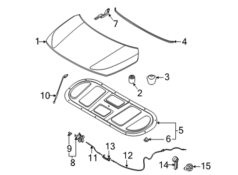 2021 Kia Seltos Hood & Components Hood Latch Assembly Diagram for 81130Q5000