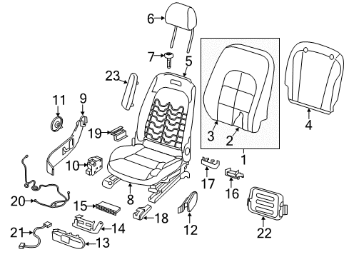 2018 Infiniti QX30 Passenger Seat Components Cushion & Adjuster Assy-Front, RH Diagram for 873A2-5DA0D