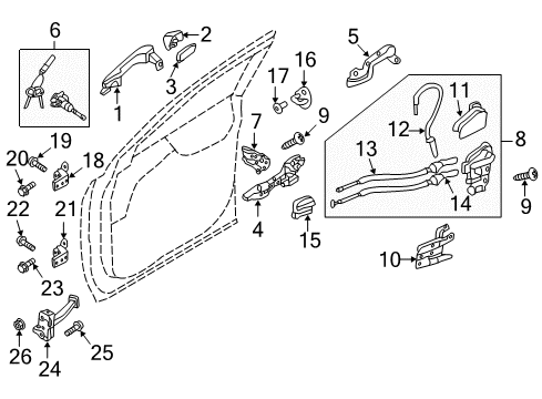 2018 Hyundai Santa Fe Front Door - Lock & Hardware Front Door Outside Handle Cable Assembly Diagram for 81381-2W000