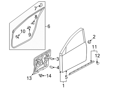 2009 Nissan Rogue Front Door Panel-Front Door, Outer LH Diagram for H0153-JM0MA