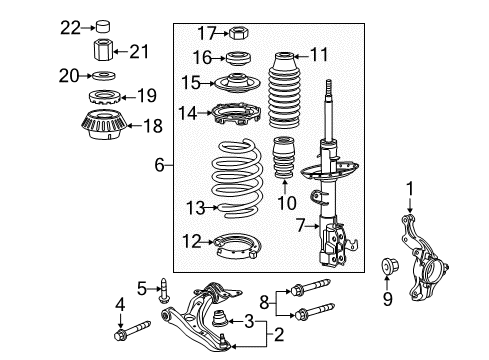2012 Honda CR-Z Front Suspension Components, Lower Control Arm, Stabilizer Bar Shock Absorber Unit, Left Front Diagram for 51621-SZT-A61