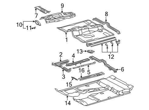 2008 Toyota 4Runner Pillars, Rocker & Floor - Floor & Rails Upper Reinforcement Diagram for 58115-35011