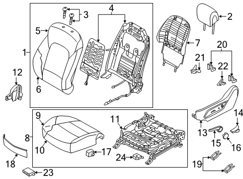 2014 Hyundai Santa Fe Driver Seat Components Back Assembly-Front Seat Driver Diagram for 88307-B8000-R5X