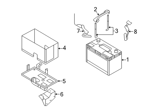 2007 Hyundai Entourage Battery Stay Battery-Upper Diagram for 37130-4D000