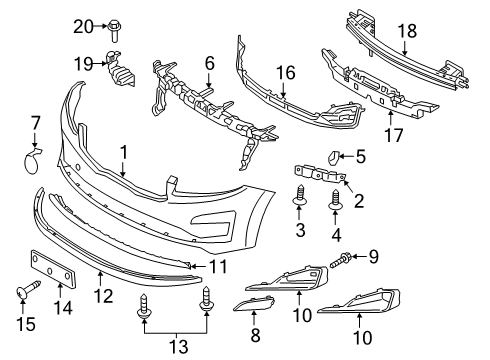 2021 Kia Sedona Bumper & Components - Front Skid Plate-Front Bumper Diagram for 86565A9NA0