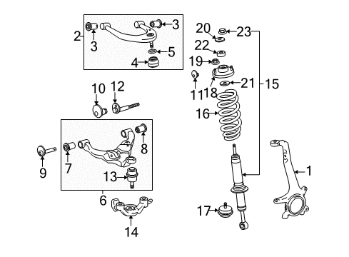 2006 Toyota Tacoma Front Suspension Components, Lower Control Arm, Upper Control Arm, Stabilizer Bar Cam Assy, Camber Adjust Diagram for 48190-60020