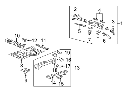 2011 Acura RDX Rear Body Panel, Floor & Rails Panel Set, Rear Floor Diagram for 04655-STK-A00ZZ