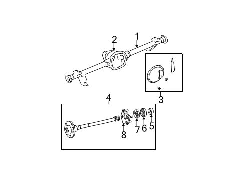 2001 Jeep Grand Cherokee Axle Housing - Rear Axle-Service Rear Diagram for 5012868AC