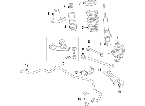 2020 Acura MDX Rear Suspension Components, Lower Control Arm, Upper Control Arm, Stabilizer Bar Spring, Rear Diagram for 52441-TYS-A51