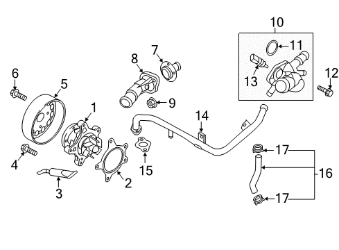 2016 Kia Optima Water Pump Fitting-COOLANT Inlet Diagram for 256312B055