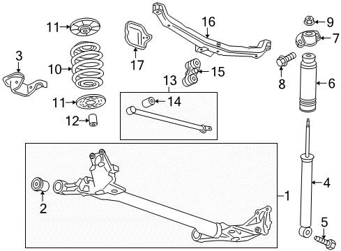 2014 Chevrolet Cruze Rear Suspension, Rear Axle, Suspension Components Axle Beam Diagram for 13319412